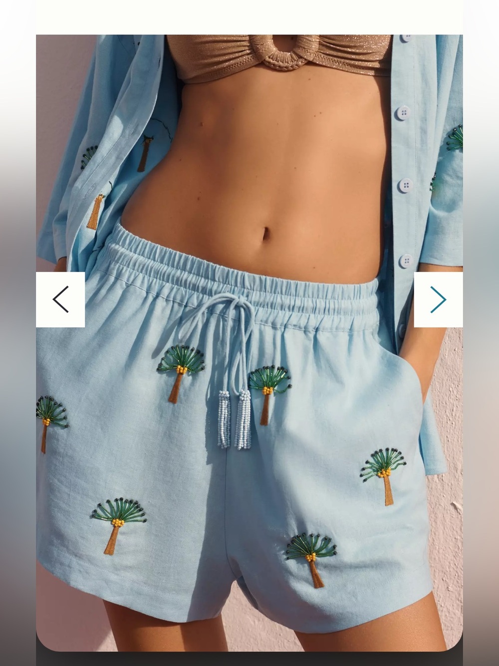 FARM RIO X ANTHROPOLOGIE LINEN BLEND SHORTS